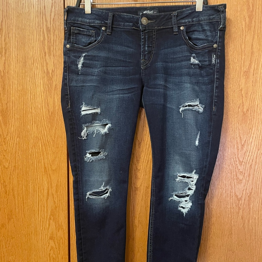 Silver distressed jeans